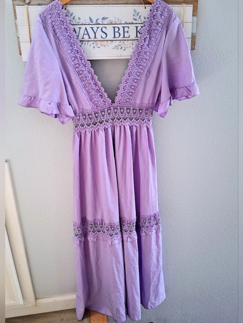 Crochet-trim maxi dress
